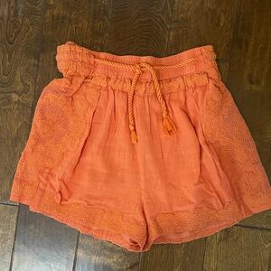 NWOT Free People Women's Size M Orange Lace Trim Shorts